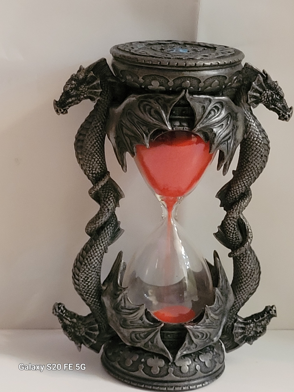 Gothic Dragon Hourglass with Red Sand